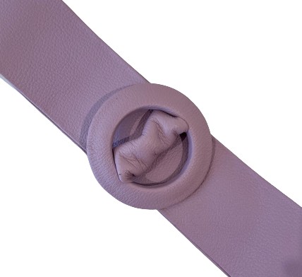 Lavender -Covered Round Buckle Genuine Leather Belt