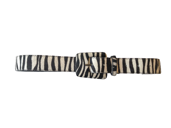 Zebra/ Animal Print - Rectangular Buckle Genuine Leather Belt