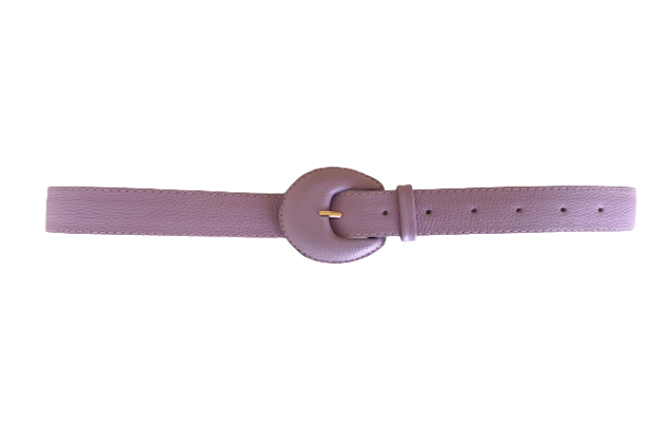 Pastel Pink Genuine Leather Belt- Arch Buckle