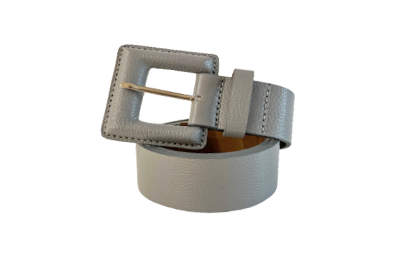 Grey Genuine Leather Belt- Square Buckle
