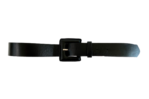 Black Genuine Leather Belt - Square Buckle