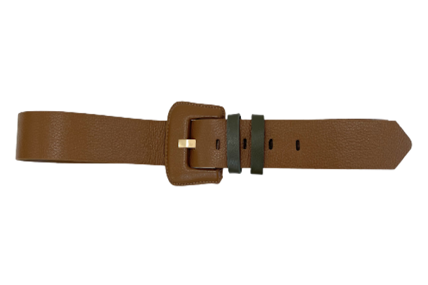 Brown Khaki Green Belt with Green Double Loop