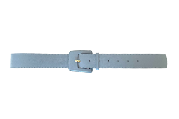 Pastel Blue - Rectangular Buckle Genuine Leather Belt