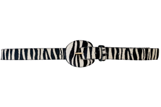 Zebra / Animal Print Genuine Leather Belt- Arch Buckle