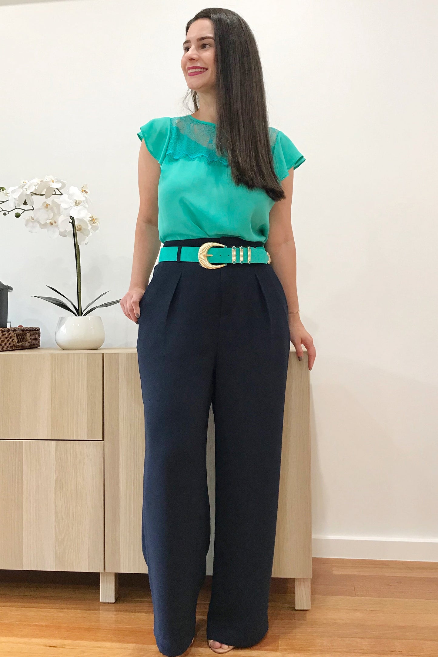 Light Sea Green Suede - Triple Loop Belt