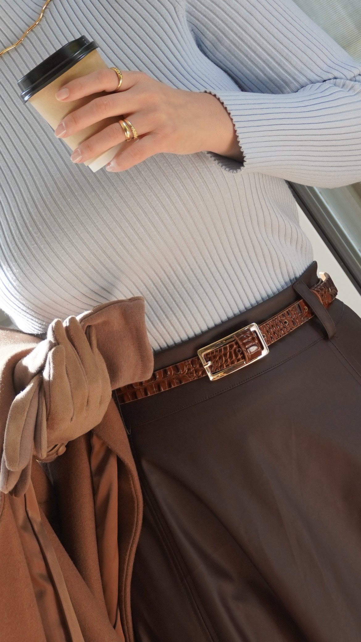Croc Belt with Rectangular Gold Buckle