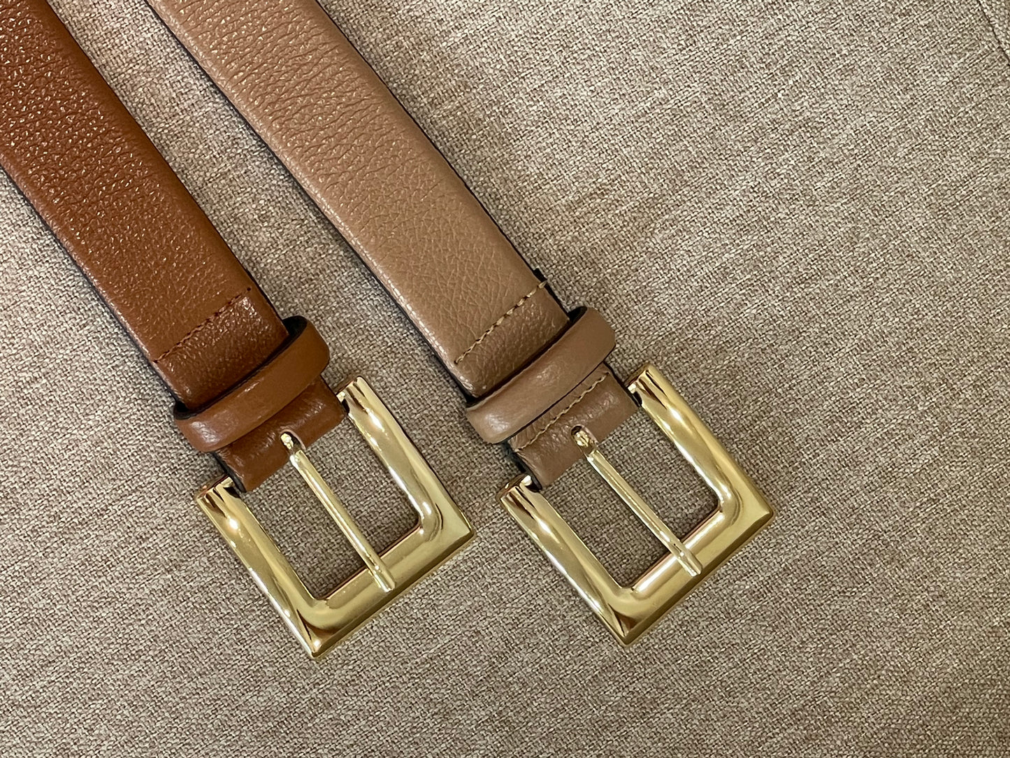 Camel - Classic Gold Metal Buckle Genuine Leather Belt