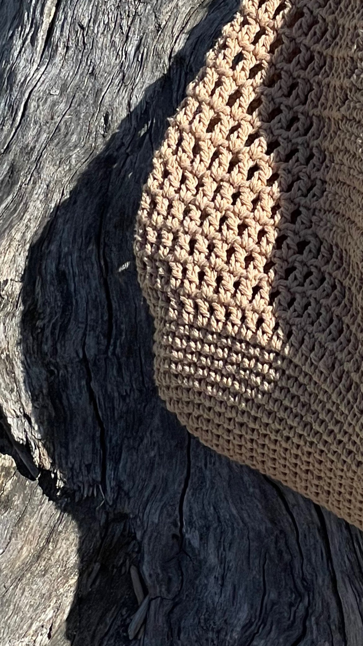 Personalised Cotton Rope Crochet Bag– Camel