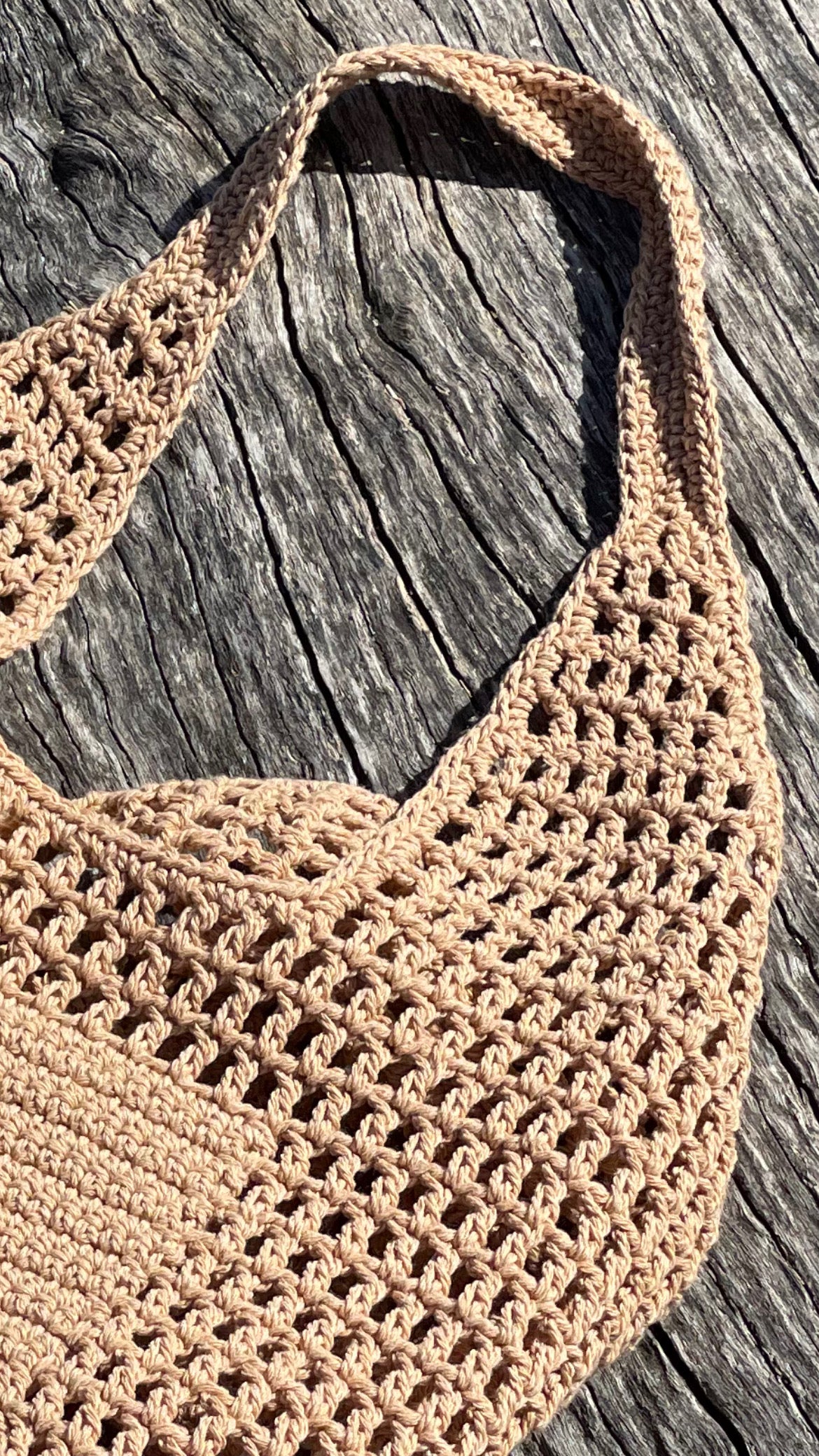Personalised Cotton Rope Crochet Bag– Camel