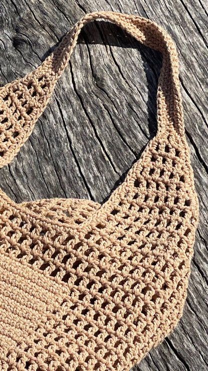 Personalised Cotton Rope Crochet Bag – Camel