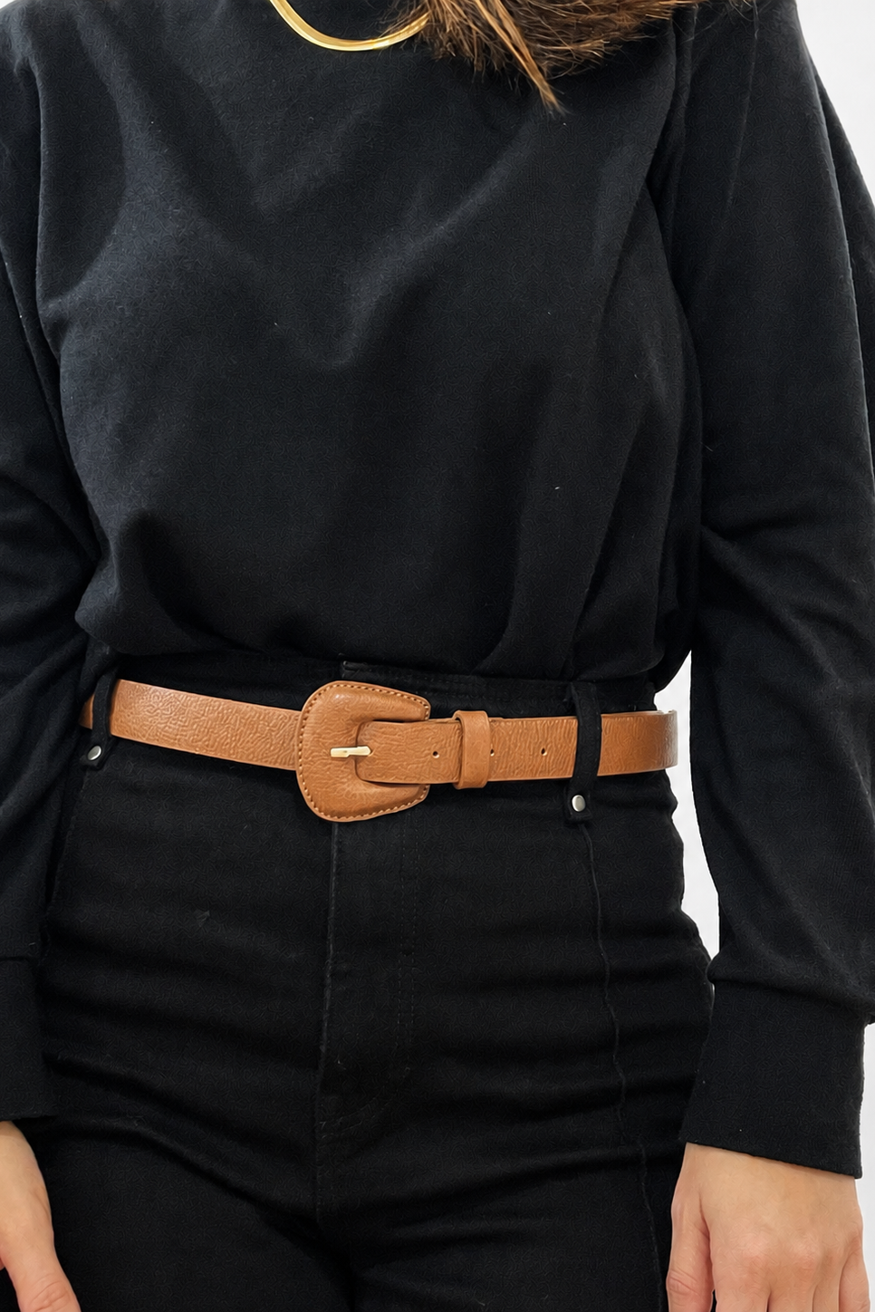 Tan Genuine Leather - Slim Belt