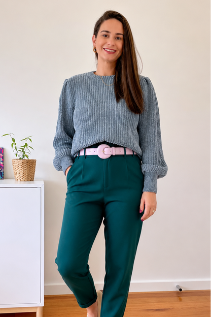 Pastel Pink Genuine Leather Belt - Arch Buckle