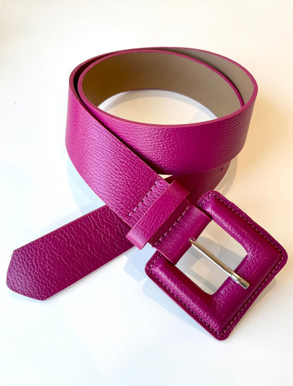 Burnt Pink Genuine Leather Belt - Square Buckle