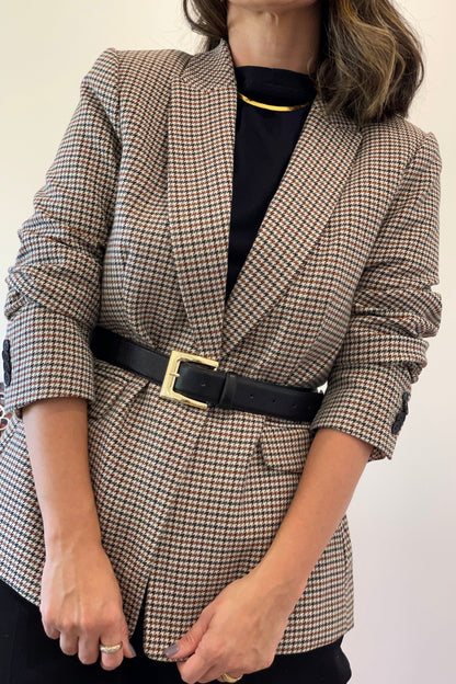 Black Classic Genuine Leather Belt - Gold Metal Buckle