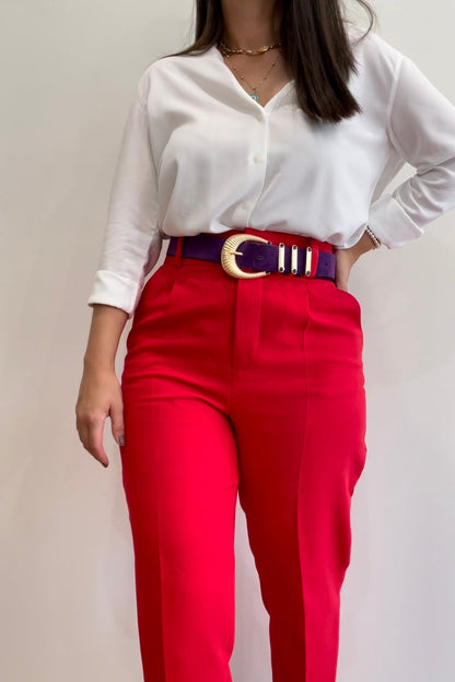 Purple Suede - Triple Loop Belt