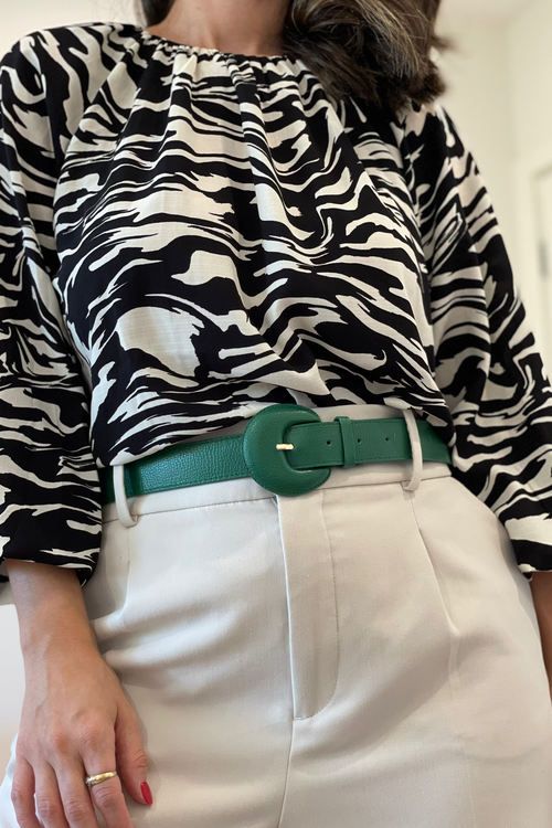 Green Genuine Leather Belt - Arch Buckle