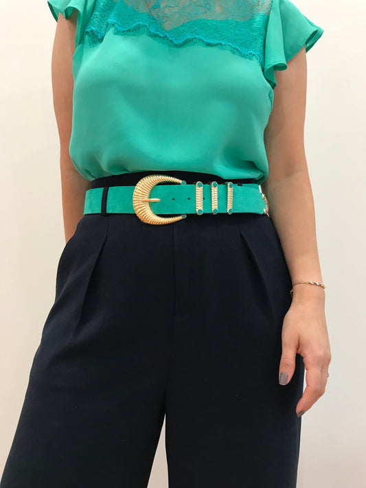 Light Sea Green Suede -Triple Loop Belt