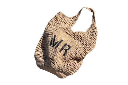 Personalised Cotton Rope Crochet Bag – Camel