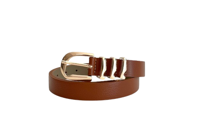 Tan Genuine Leather - Triple Loop Belt