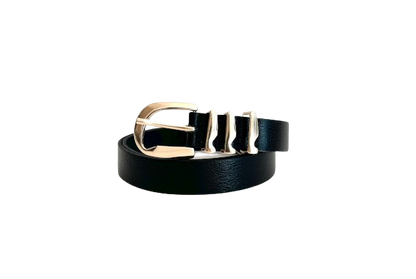 Black Genuine Leather - Triple Loop Belt