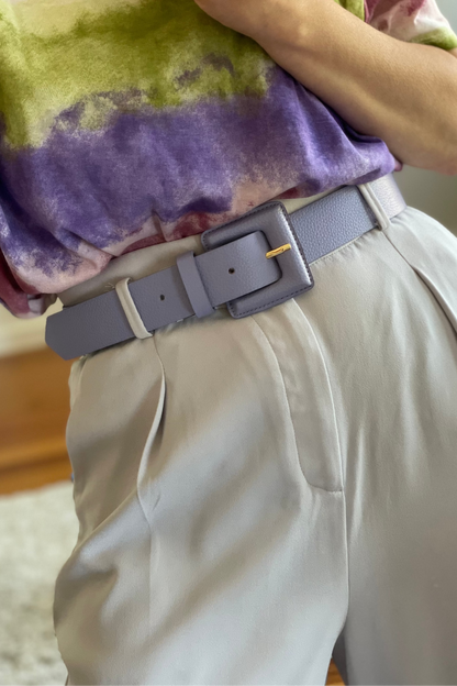 Lilac Genuine Leather Belt - Square Buckle