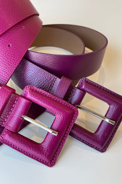Burnt Pink Genuine Leather Belt - Square Buckle