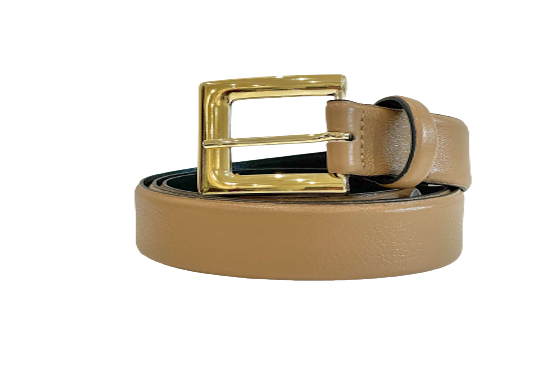 Camel - Classic Gold Metal Buckle Genuine Leather Belt