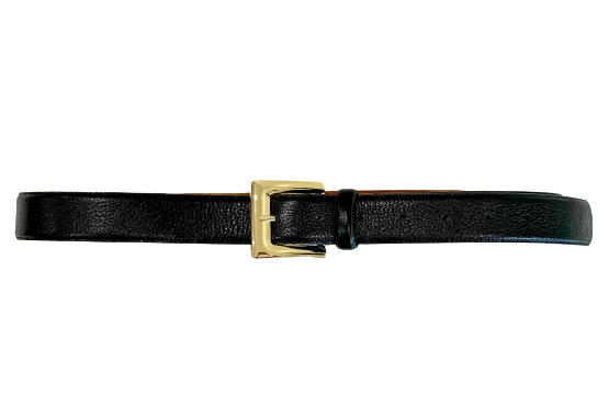 Black Genuine Leather Belt - Classic Gold Metal Buckle