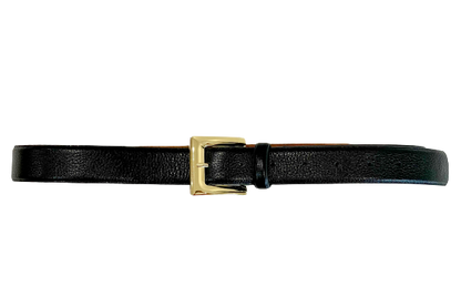 Black Classic Genuine Leather Belt - Gold Metal Buckle