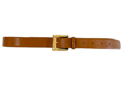 Tan Classic Genuine Leather Belt - Gold Metal Buckle