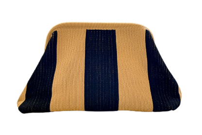 Black and Camel Striped - Crochet Clutch