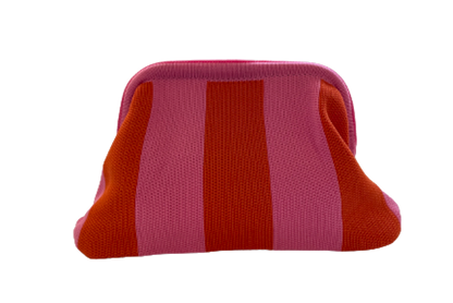 Pink and Red Striped - Crochet Clutch