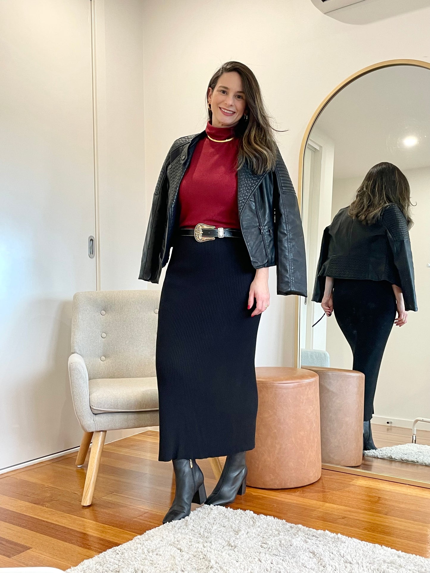 Black Western Leather Belts with Gold Buckle Details