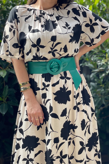 Light Sea Green Covered Genuine Leather - Round Buckle Belt