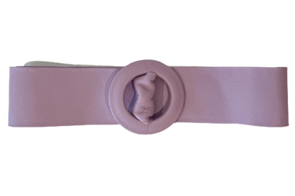 Lavender Covered Genuine Leather - Round Buckle Belt