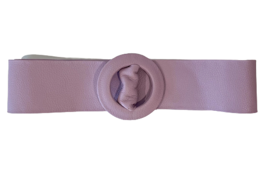 Lavender -Covered Round Buckle Genuine Leather Belt