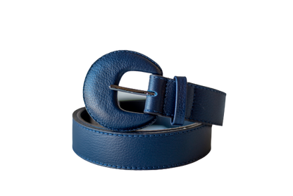 Navy Blue Genuine Leather Belt - Arch Buckle