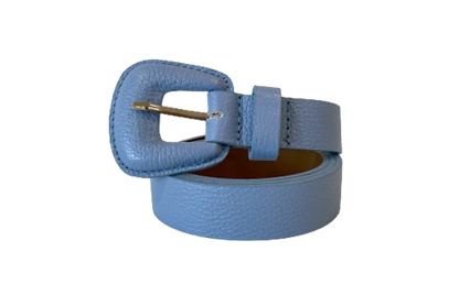 Pastel Blue Genuine Leather - Slim Belt