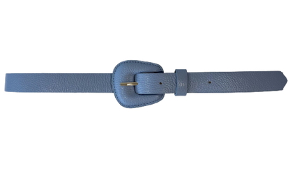Pastel Blue Genuine Leather - Slim Belt