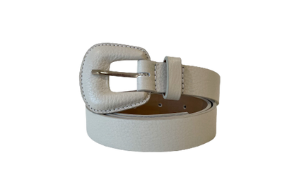 Oatmeal Genuine Leather - Slim Belt