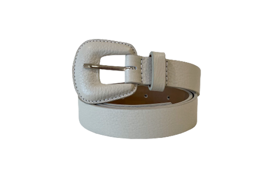 Oatmeal - Slim Genuine Leather Belt