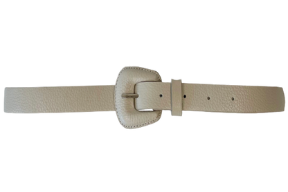 Oatmeal Genuine Leather - Slim Belt