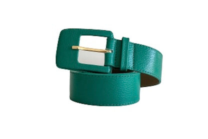 Light Sea Green Genuine Leather Belt - Rectangular Buckle