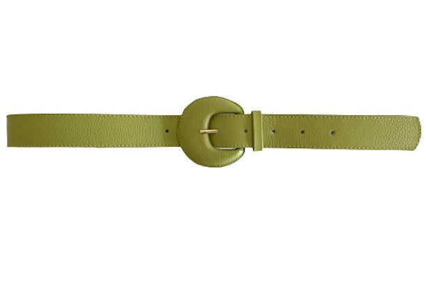 Lime Green Genuine Leather Belt- Arch Buckle