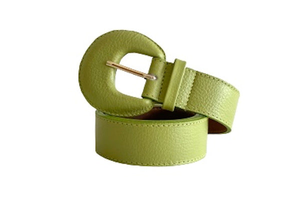 Lime Green Genuine Leather Belt- Arch Buckle