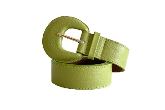 Lime Green Genuine Leather Belt- Arch Buckle
