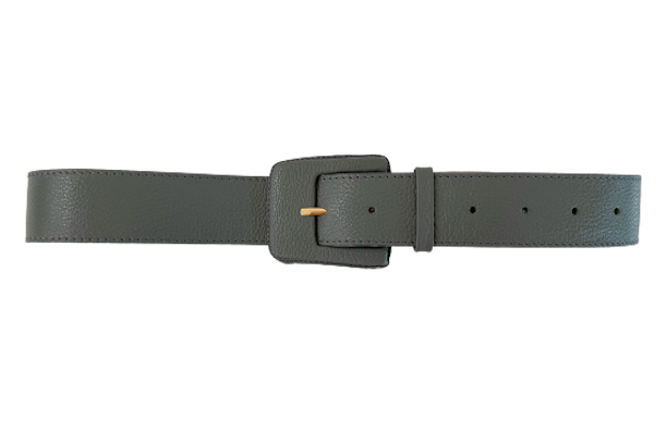 Slate Grey Genuine Leather Belt- Rectangular Buckle