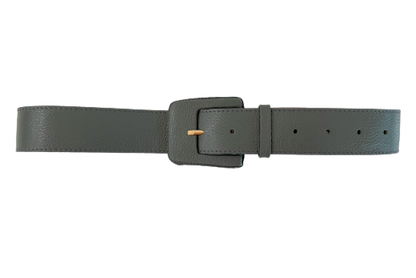 Slate Grey Genuine Leather Belt - Rectangular Buckle