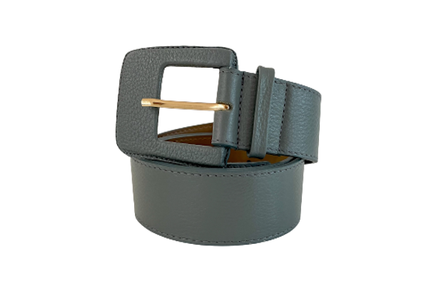 Slate Grey Genuine Leather Belt- Rectangular Buckle