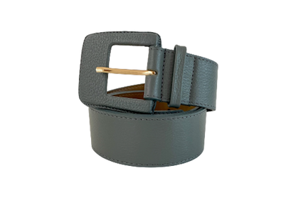 Slate Grey Genuine Leather Belt - Rectangular Buckle